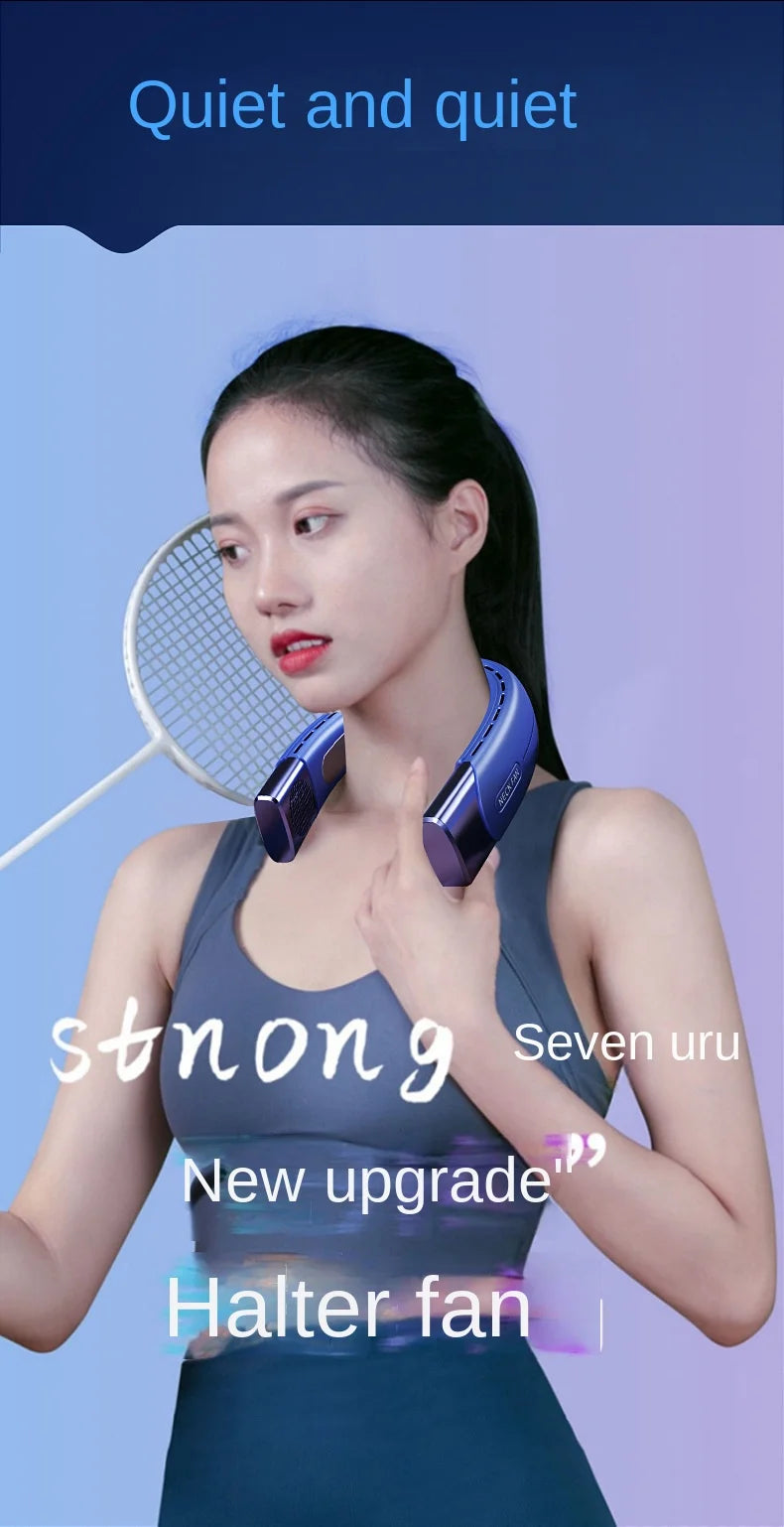 2026 Hanging Neck Fan 6000mah Portable Air Conditioner Type-C USB Rechargeable Air Cooler 5 Speed Electric For Summer