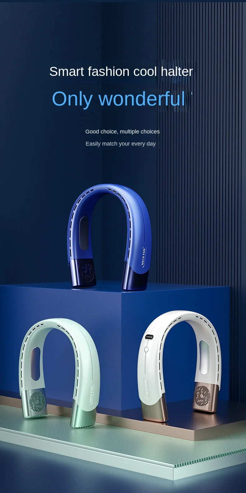 2026 Hanging Neck Fan 6000mah Portable Air Conditioner Type-C USB Rechargeable Air Cooler 5 Speed Electric For Summer