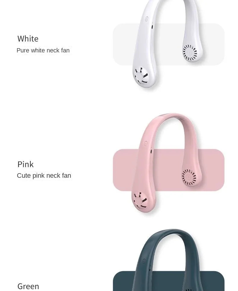 2026 New Mini Neck Mounted Fan Portable Bladeless Neck Rechargeable Air Cooler 3 Speed Mini Summer Sports Fan Outdoor Long endur