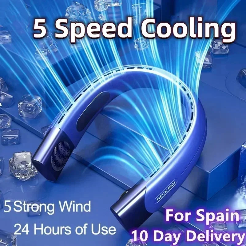 2026 Hanging Neck Fan 6000mah Portable Air Conditioner Type-C USB Rechargeable Air Cooler 5 Speed Electric For Summer