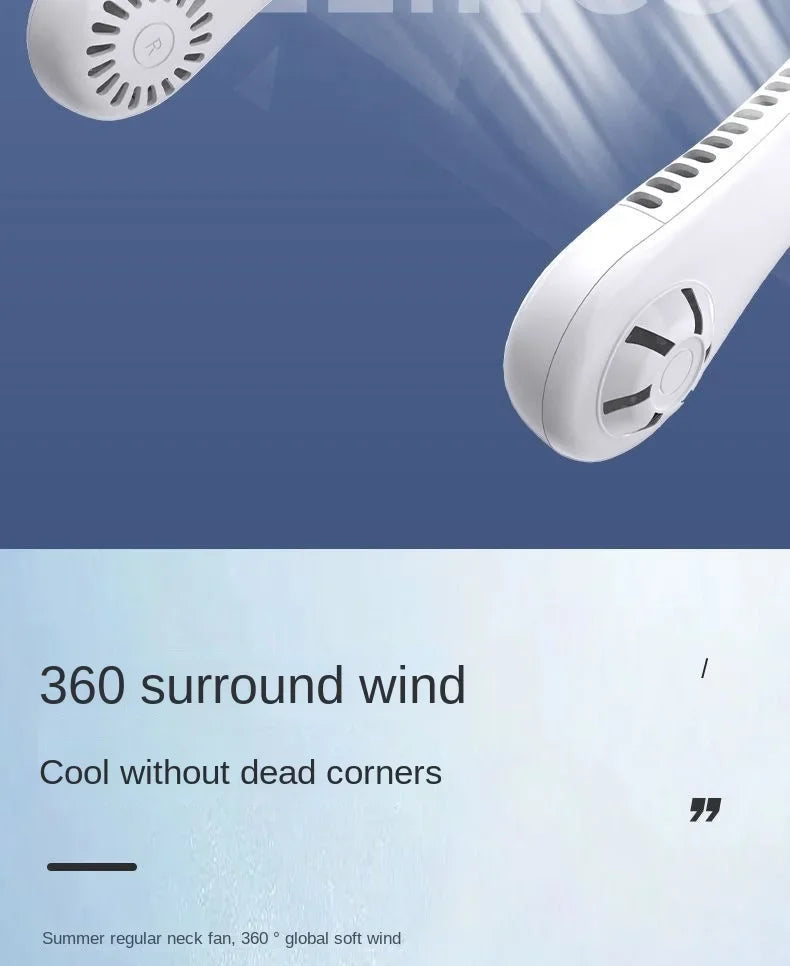 2026 New Mini Neck Mounted Fan Portable Bladeless Neck Rechargeable Air Cooler 3 Speed Mini Summer Sports Fan Outdoor Long endur