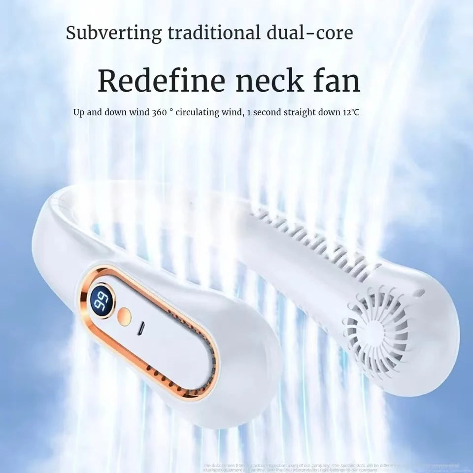 2026 Hanging Neck Fan 6000mah Portable Air Conditioner Type-C USB Rechargeable Air Cooler 5 Speed Electric For Summer
