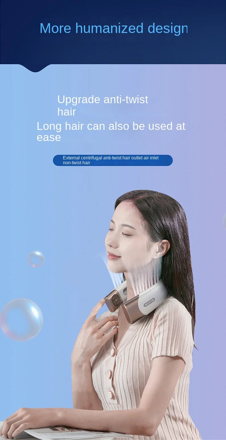 2026 Hanging Neck Fan 6000mah Portable Air Conditioner Type-C USB Rechargeable Air Cooler 5 Speed Electric For Summer