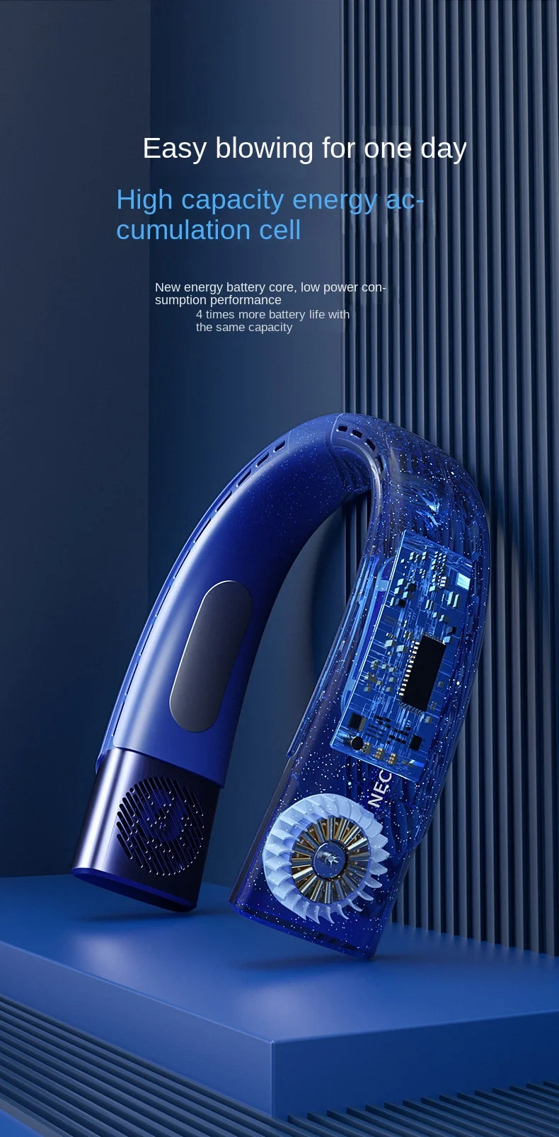 2026 Hanging Neck Fan 6000mah Portable Air Conditioner Type-C USB Rechargeable Air Cooler 5 Speed Electric For Summer