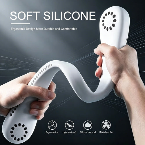 2026 New Mini Neck Mounted Fan Portable Bladeless Neck Rechargeable Air Cooler 3 Speed Mini Summer Sports Fan Outdoor Long endur