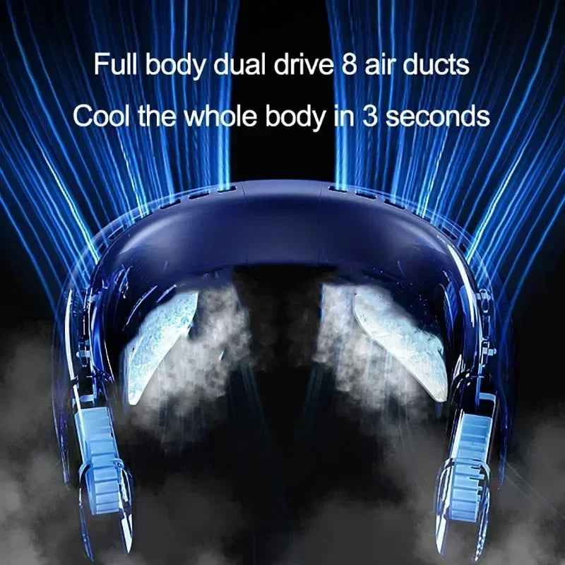 2026 Hanging Neck Fan 6000mah Portable Air Conditioner Type-C USB Rechargeable Air Cooler 5 Speed Electric For Summer